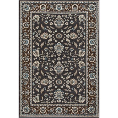Standalone 4 x 6 ft. Kensington Collection Jacobean Border Woven Area Rug, Gray ST2590041